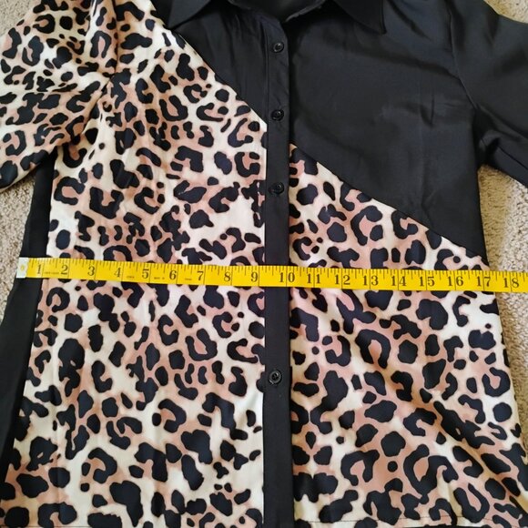 Woman's Over Apparel Blouse Leopard Print Loose Fit Formal Casual Size Small - Picture 7 of 10